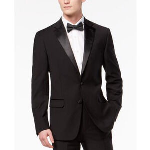 Calvin Klein Men Slim Fit Infinite Stretch Black Tuxedo Jacket Black Size 46R
